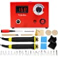 Wood Burning Machine Kit 20 Tips, Dual Pen 110V 50W Pyrography Machine, Digital Temperature Adjustment and Electric Wood Burning Detailer for Wood/Leather/Gourd, Red