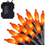 WATERGLIDE 50 LED Outdoor Halloween Lights, 16 FT Mini String Light with 8 Modes, Waterproof Battery Operated Tree Lights for Indoor Outdoor Patio Garden Party Wedding Decoration, Orange