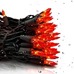 BOKING Halloween Orange Lights String 100 Mini Incandescent Outdoor Indoor Waterproof Decoration Plug in 23 Feet Used for Patio Party Festive Courtyard Home