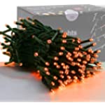 HOME LIGHTING 66FT 200 LED Halloween String Lights, Plug in Green Wire String Light, 8 Lighting Modes Waterproof Fairy Mini Lights for Indoor Outdoor Christmas Wedding Party Decorations (Orange)