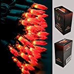 MXTCLM Mini Halloween Lights, 100 Count Orange Halloween Lights, Orange Lights Blace Wire for Outdoor &amp; Indoor, UL Certification (Mini Orange Bulbs)