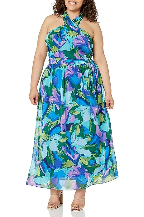 Women's Twist Neck Halter Maxi Dress