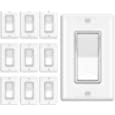 [10 Pack] BESTTEN 3-Way Decorator Wall Light Switch with Wallplate, 15A 120V, On/Off Paddle Rocker Interrupter, UL Listed, White