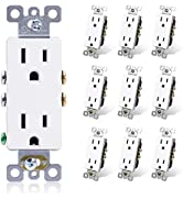 ELEGRP Decorator Receptacle, 15A 125V Standard Electrical Wall Outlet, 2 Pole 3 Wire, Non- Tamper...