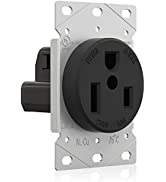ELEGRP 50 Amps 250V Flush Mounting Power Outlet, NEMA 6-50R Receptacle, Straight Blade Welder Out...