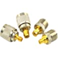 onelinkmore SMA-UHF RF Connectors Kit SMA to UHF PL259 SO239 4 Type Set SMA Jack/Plug to UHF Nickel Gold Plated Test Converter Pack of 4 …