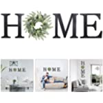 Wooden Home Sign Wall Hanging Decor - Wood Home Letters for Wall Art with Artificial Eucalyptus Wreath Rustic Home Decor, Wall Decor for Living Room Kitchen Housewarming Gift