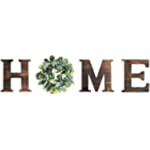 Rustic Wall Hanging Wood Home Sign Decor, O Shaped Artificial Eucalyptus Wreath Decoration, Decorative Wooden Letters H, M, E for Living Room 9.8&#39;&#39;H x 10.4&#39;&#39;W