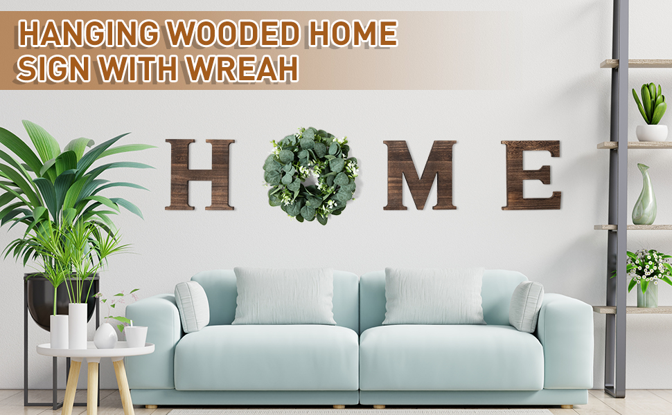 home sign with wreath