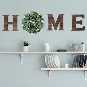 home letters for wall with wreath