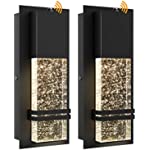 LED Dusk to Dawn Outdoor Light Fixture - PARTPHONER Exterior Wall Sconces Porch Light 2 Pack Outside Wall Lights with Crystal Bubble Glass 12W Lumen 3000K for Doorway Garden Hallway Patio Living Room