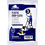 3 Pack Plastic Drop Cloth for Painting 2 mil, Plastic Painting Tarp Heavy Duty 9 Feet by 12 Feet, Painters Plastic Tarp Waterproof Clear Cover, Thick Disposable Paint Floor Cover for Furniture, Wall
