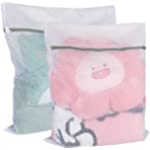 Vivifying Set of 2 Large Washing Net Bags, Durable Honeycomb Mesh Laundry Bag with Zipper for Delicates, Lingerie, Clothes, Jeans and Bath Towel（White）